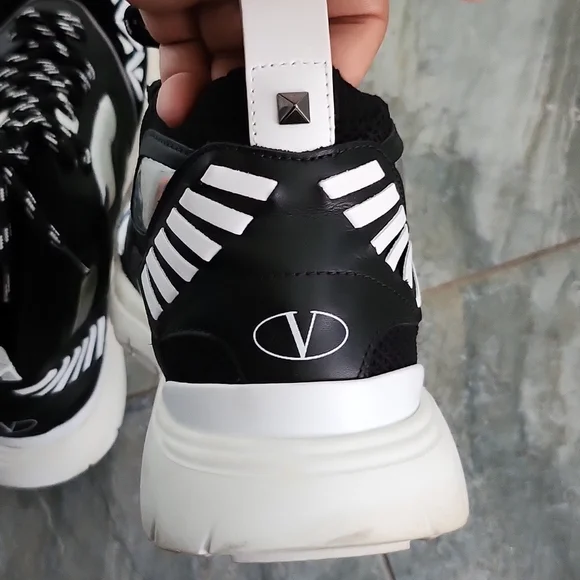 Shoes (Valentino Geo design leather overlay men sneakers)